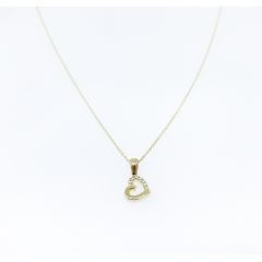 Altın Yarısı Taşlı Kalp Kolye